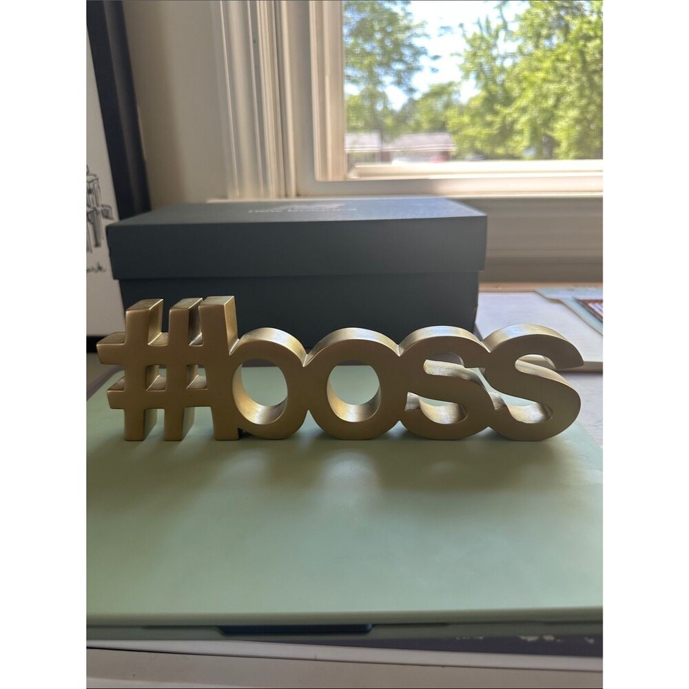 Gold "#Boss" Wall Decor Sign - Decorative Home Accent